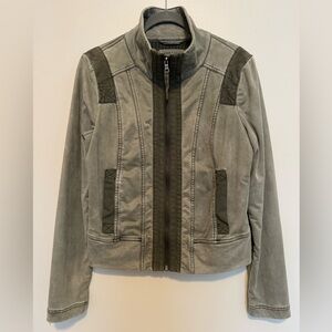 Marrakech Suede Utility/Bomber Jacket in Olive Green